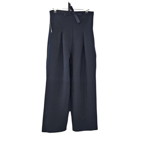 Anthropologie Corset Bow Pleated Wide-Leg Trousers, Black, High Rise, Size 6 - Picture 2 of 11